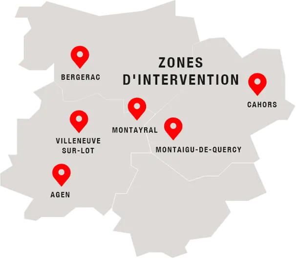 Carte des zone d'interventions